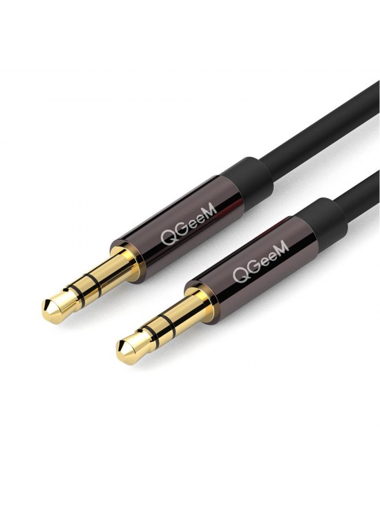 Qgeem QG-AU04BD300 3mt Altın Uçlu Siyah AUX Audio Kablo Erkek-Erkek