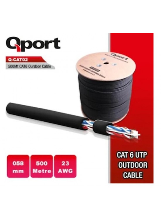 QPORT Q-CATO2 500mt Outdoor Cat6 23AWG 0.58MM Dış Mekan Kablo