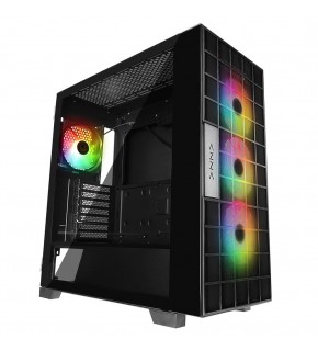 Rampage AZZA V2 Temperli Camlı Siyah 4-12CM ARGB Fan + Type-C ATX Mid-T Gaming Oyuncu Kasası