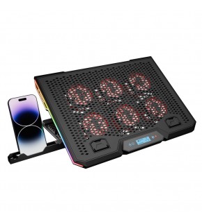 Rampage Blizzard R7 RGB Işıklı 6 Fanlı LCD Ekranlı 2 Usb Soketli 13-15.6 Notebook Soğutucu Stand