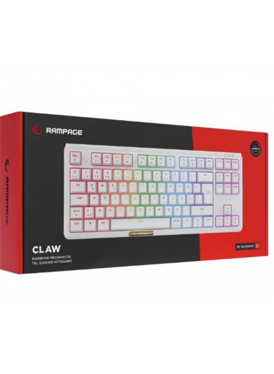 Rampage CLAW Beyaz RED SWITCH Mekanik Gaming Oyuncu Klavye Rainbow TKL