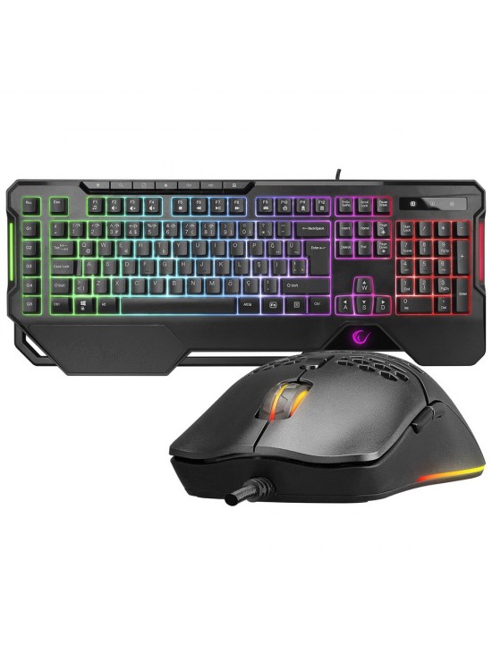 Rampage KM-R96 ELEMENTAL Siyah RGB Aydınlatmalı Q Oyuncu  Klavye ve Mouse Gaming Set 7200dpı