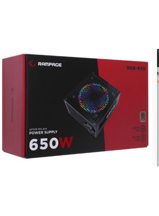 Rampage RGB-650 650W 80 Plus Bronze Aktif PFC 12cm RGB Fanlı Power Supply