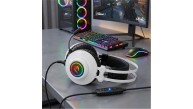 Rampage RM-K1 PULSAR Beyaz Usb 7.1 Surround+Titreşim RGB Gaming Oyuncu Mikrofonlu Kulaklık