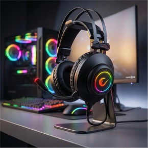 Rampage RM-K1 PULSAR Siyah Usb 7.1 Surround+Titreşim RGB Gaming Oyuncu Mikrofonlu Kulaklık