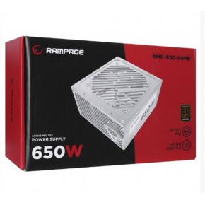 Rampage RMP-600-80P 600W 80Plus Bronze 12cm Fan Aktif PFC Beyaz Power Supply