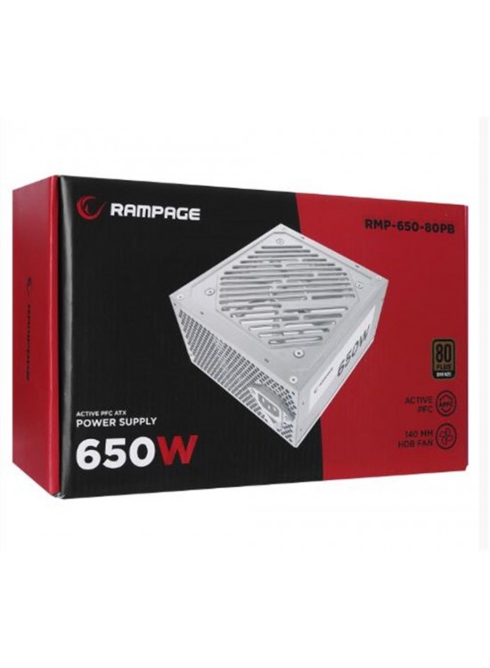 Rampage RMP-600-80P 600W 80Plus Bronze 12cm Fan Aktif PFC Beyaz Power Supply