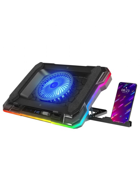 Rampage S49 Cyclone Siyah 10 Mode RGB 140-140mm 1Fanlı 14-19" LED Ekranlı Notebook Soğutucu Stand