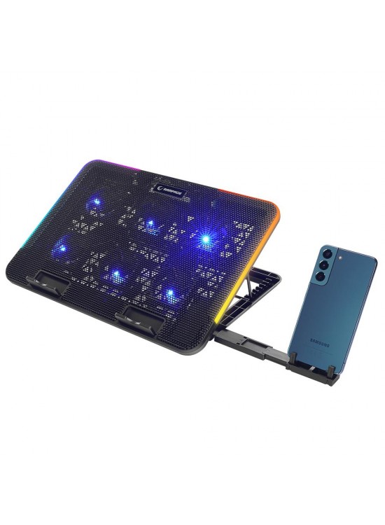 Rampage SIXPOWER R9 6 Fan RGB Işıklı Telefon Tutuculu Notebook Soğutucu