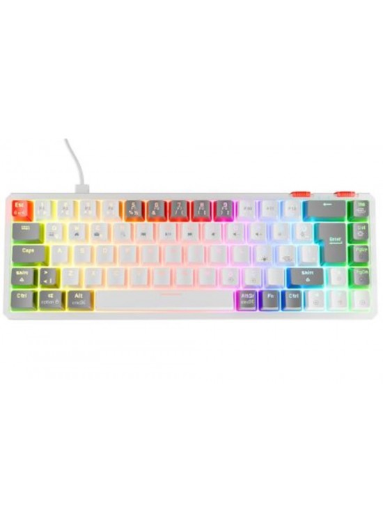 Rampage YORU MINI Beyaz-Gri Type-C Bağlantılı OUTEMU Red Swich Q Mekanik Gaming Oyuncu Klavye RGB