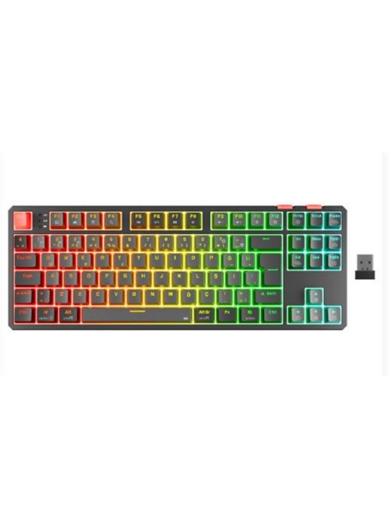 Rampage YORU TKL PRO Gri-Siyah OUTEMU Red Swich Q Kablosuz RGB Mekanik Oyuncu Klavyesi