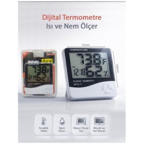 Real Özs HTC-1 Dijital Saat -Alarm - Termometre- Isı Ve Nem Ölçer
