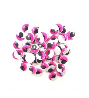 Renkli Oynar Göz Kirpikli 15Mm -1000- Pembe