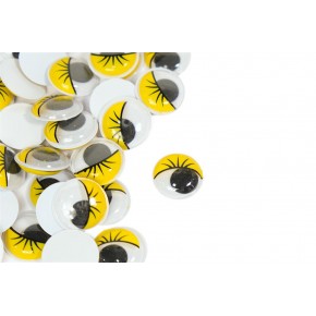 Renkli Oynar Göz Kirpikli 20Mm -1000- Sarı