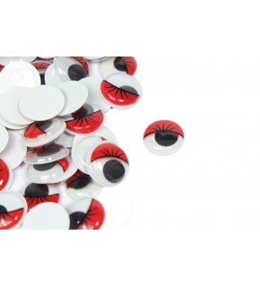 Renkli Oynar Göz Kirpikli 20Mm 1000Li Kırmız