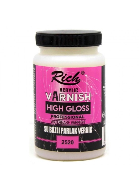 Rich Vernik Su Bazlı Parlak High Gloss 250 CC Kavanoz 250-2520 Rich Vernik Su Bazlı Parlak High Gloss 250 CC Kavanoz 250-2520