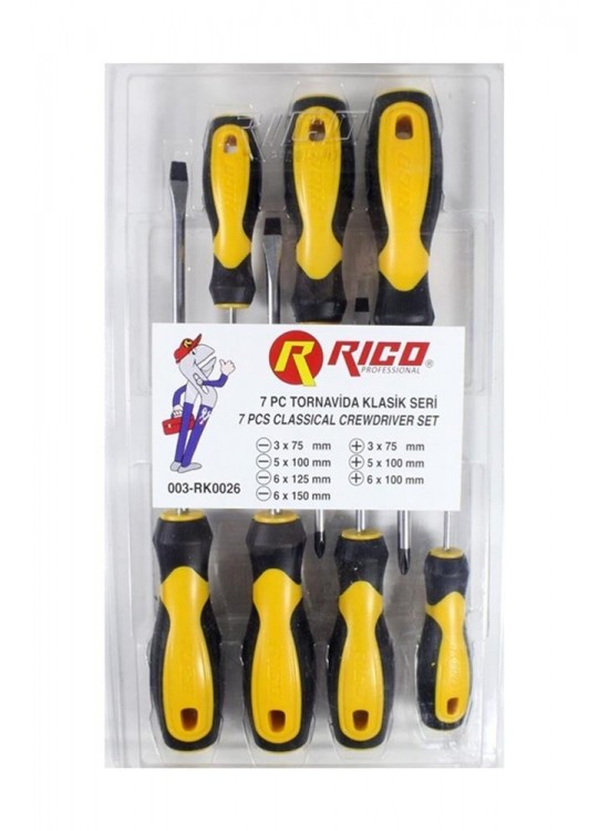 Rıco 003-RK0026 7li Klasik Tornavida Seti (4 Düz -3 Yıldız) Rıco 003-RK0026 7li Klasik Tornavida Seti (4 Düz -3 Yıldız)