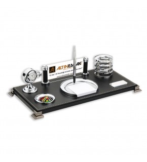 RODOS SİYAH DERİ MASA SETİ