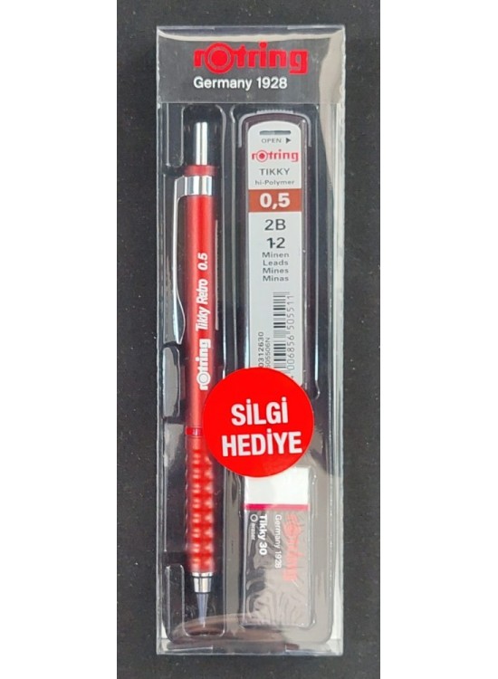 Rotring Okul Seti Tikky Retro 0.5+Min Silgi Hediyeli Kırmızı Rotring Okul Seti Tikky Retro 0.5+Min Silgi Hediyeli Kırmızı