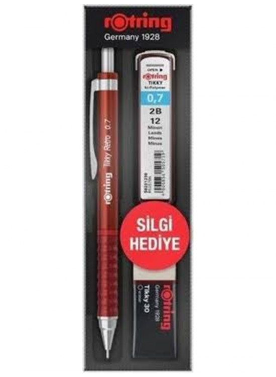 Rotring Okul Seti Tikky Retro 0.7+Min Silgi Hediyeli Kırmızı