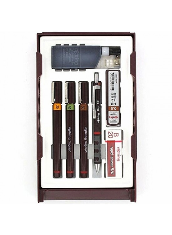 Rotring Rapido Kalemi Isograph Set Pergelsiz (0.2-0.3-0.5)+Tikky