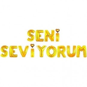 Rps Folyo Balon Duvar Seni Seviyorum 16" Gold 9618