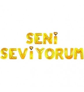 Rps Folyo Balon Duvar Seni Seviyorum 16" Gold 9618
