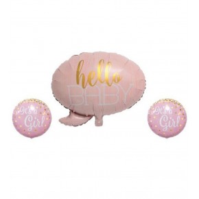 Rps Folyo Balon Hello Baby Seti 3 Lü Pınk 24" 8087