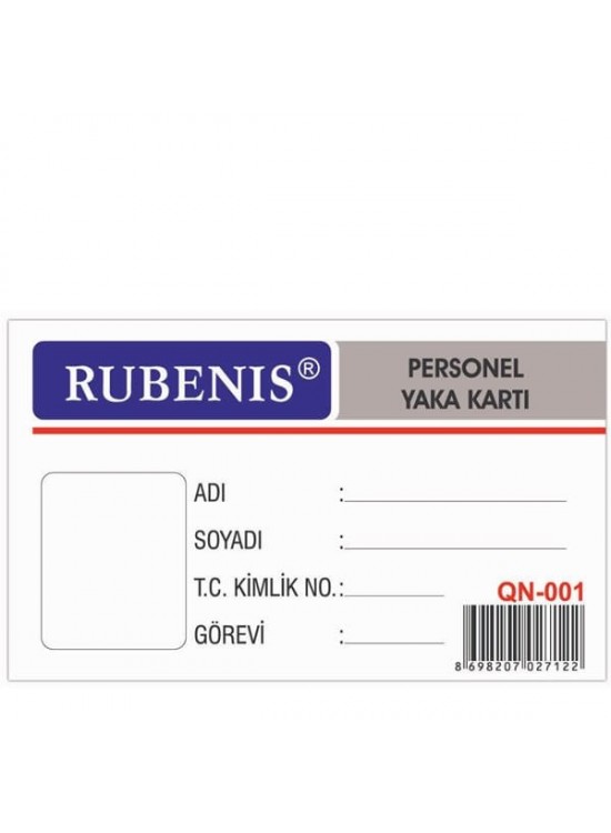 Rubenis Yaka Kartı (1 Adet) Rubenis Yaka Kartı (1 Adet)