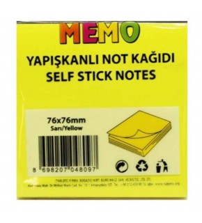Rubenis Yapışkanlı Not Kağıdı 76x76 MM 50 Şeffaf Sarı 50 YP RPS-151 (1 Adet)