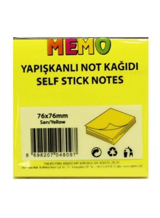 Rubenis Yapışkanlı Not Kağıdı 76x76 MM 50 Şeffaf Sarı 50 YP RPS-151 (1 Adet) Rubenis Yapışkanlı Not Kağıdı 76x76 MM 50 Şeffaf Sarı 50 YP RPS-151 (1 Adet)