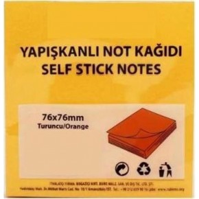 Rubenis Yapışkanlı Not Kağıdı 76x76 MM 50 Şeffaf Turuncu 50 YP RPS-153 (1 Adet)