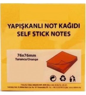 Rubenis Yapışkanlı Not Kağıdı 76x76 MM 50 Şeffaf Turuncu 50 YP RPS-153 (1 Adet)