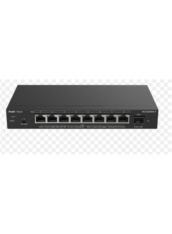 Ruijie-Reyee RG-EG209MG-P 9 port 10-100-1000Mbps Yönetilebilir Switch 1 x10G SFP 8 Port Poe+130W