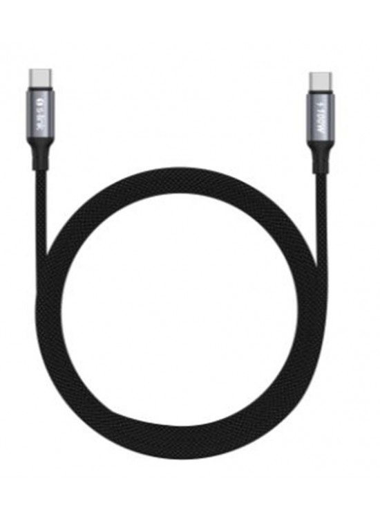 S-link Armor CC-0100 100W 1.2m Type-C to Type-C PD Örgülü Metal Başlıklı Siyah Hızlı Şarj Kablosu