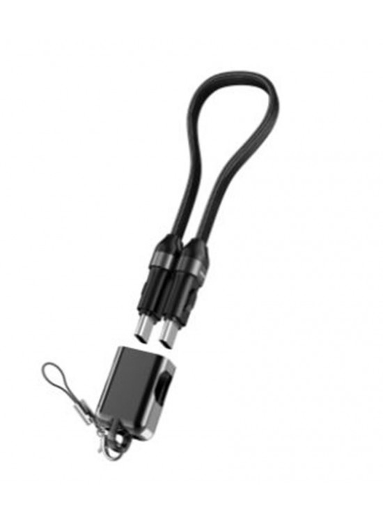 S-link Armor CC-020 60W 20 cm Type-C to Type-C  Örgülü Metal Başlıklı Siyah Şarj Kablosu