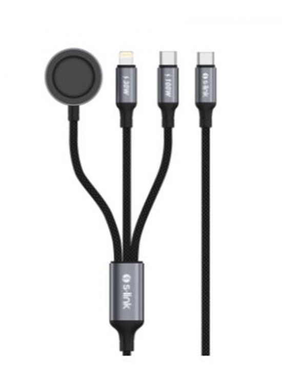 S-link Armor CLW-01 100W 1.2m Type-C to Type-C Lightning  Siyah Hızlı Şarj Kablosu
