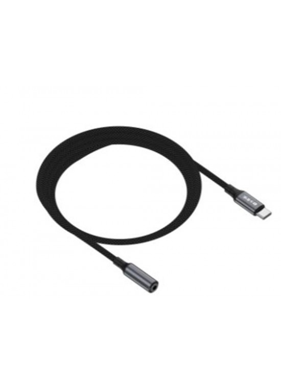 S-link Armor FC-01 15cm Type-C to F AUX Örgülü Metal Başlıklı Siyah Ses Kablosu