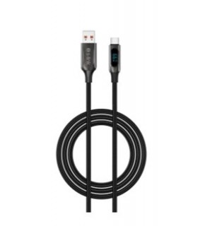 S-link Armor LED UC-066 66W 1m USB to Type-C PD Örgülü LED Başlıklı Siyah Hızlı Şarj Kablosu