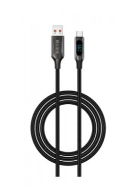 S-link Armor LED UC-066 66W 1m USB to Type-C PD Örgülü LED Başlıklı Siyah Hızlı Şarj Kablosu