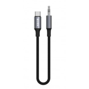 S-link Armor MC-01 1.2m Type-C to M AUX Örgülü Metal Başlıklı Siyah Ses Kablosu