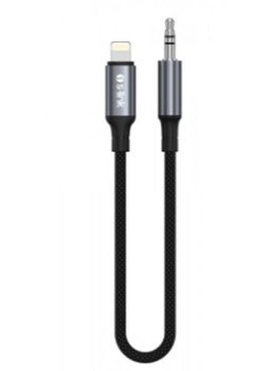 S-link Armor ML-01 1.2m Lightning to M AUX Örgülü Metal Başlıklı Siyah Ses Kablosu