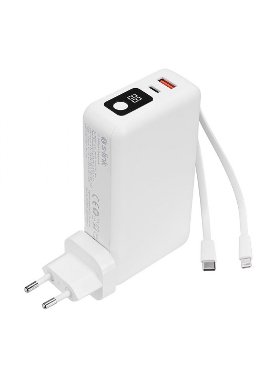 S-link G225 20000mAh Lightning+Type-C Kablolu Powerbank Beyaz 5W Prizli Taşınabilir Pil Şarj Cihazı S-link G225 20000mAh Lightning+Type-C Kablolu Powerbank Beyaz 5W Prizli Taşınabilir Pil Şarj Cihazı