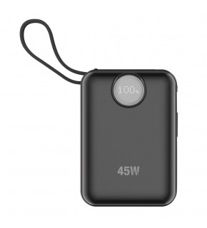 S-link G450 20000mAh PD45W+QC3.0 Dahili Kablolu Siyah LCD Taşınabilir Pil Şarj Cihazı Powerbank