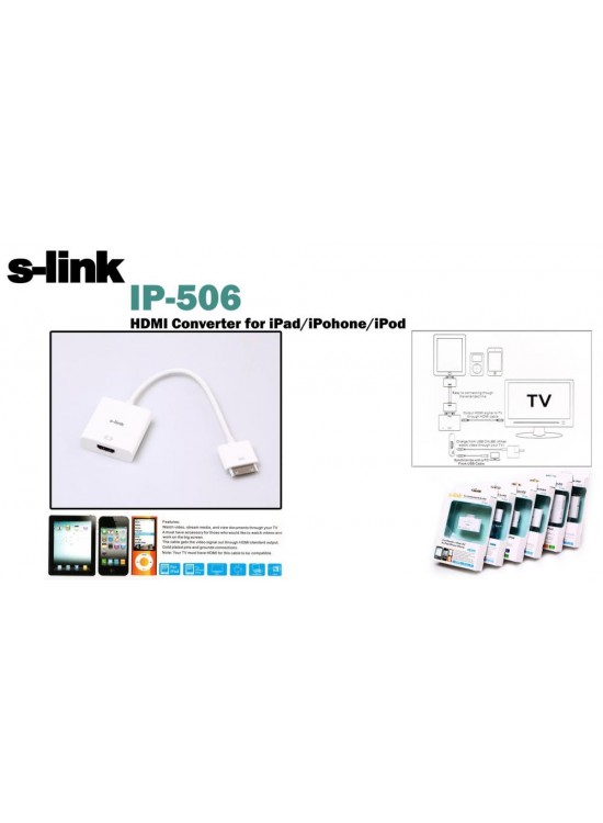 S-link IP-506 ipod-iphone-ipad Hdmı Konnektör S-link IP-506 ipod-iphone-ipad Hdmı Konnektör