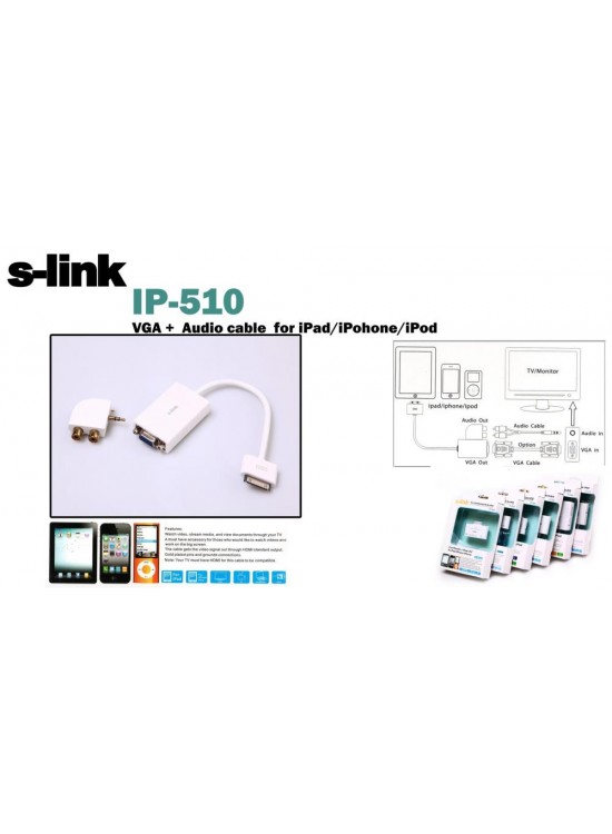 S-link IP-510 Ipad To Vga Ve Audio Adaptör