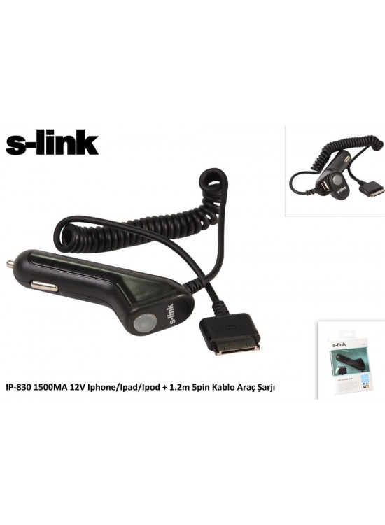 S-link IP-830 1500ma 12v ipod-iphone-ipad Araç Şarj Cihazı