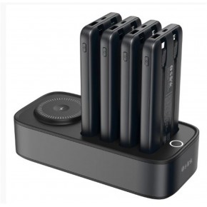 S-link IP-DS40 4 Adet 10000mAH Powerbank li  15W Kablosuz Şarj Siyah Taşınabilir Şarj İstasyonu