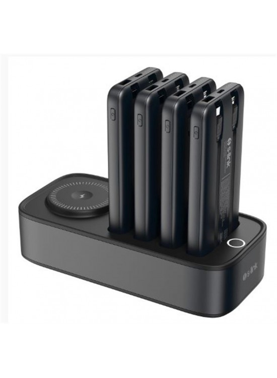 S-link IP-DS40 4 Adet 10000mAH Powerbank li  15W Kablosuz Şarj Siyah Taşınabilir Şarj İstasyonu