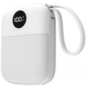 S-link MP110 10000mAh PD22.5W Type-C+Lightning Kablolu Beyaz  Pil Şarj Cihazı Powerbank
